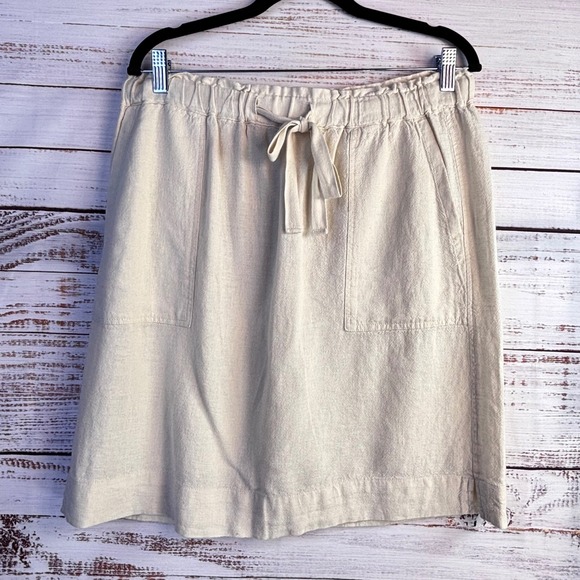Caslon Dresses & Skirts - Minimalist Coastal Linen/Rayon Skirt M Short Oatmeal Beige Capsule Neutral Boho